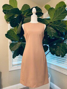 Theory Stretch Wool Dress – Size 2 – Beige – A Line – Quiet Luxury